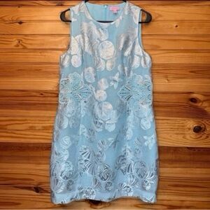 Lilly Pulitzer MILA SHIFT DRESS Sea salt Tint Metallic shell Jacquard 14